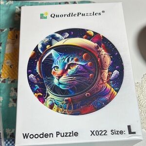 QuordlePuzzles Wooden Puzzle with Astronaut Cat